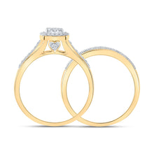 Load image into Gallery viewer, Captivating Cluster Brilliance Wedding Ring Set product Side View from Splendid Jewellery