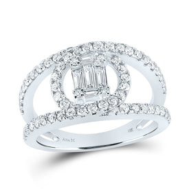 Captivating Cluster of Baguette and Round Diamonds Ring - Top View