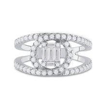 Load image into Gallery viewer, Captivating Cluster of Baguette and Round Diamonds Ring - Side View