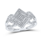 Captivating Cluster of Brilliance: 10kt White Gold Offset Square Diamond Ring - Splendid Jewellery
