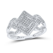 Load image into Gallery viewer, Captivating Cluster of Brilliance: 10kt White Gold Offset Square Diamond Ring - Splendid Jewellery