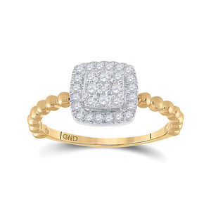 Captivating Cluster of Brilliance: 10kt Yellow Gold Diamond Square Ring - Splendid Jewellery