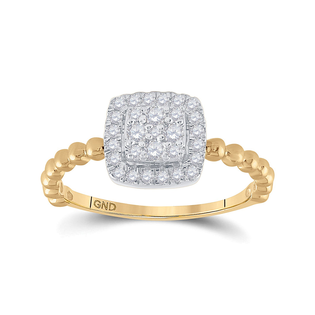 Captivating Cluster of Brilliance: 10kt Yellow Gold Diamond Square Ring - Splendid Jewellery