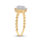 Captivating Cluster of Brilliance: 10kt Yellow Gold Diamond Square Ring - Splendid Jewellery