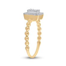 Load image into Gallery viewer, Captivating Cluster of Brilliance: 10kt Yellow Gold Diamond Square Ring - Side View
