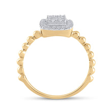 Load image into Gallery viewer, Captivating Cluster of Brilliance: 10kt Yellow Gold Diamond Square Ring - Second Side View