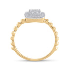 Captivating Cluster of Brilliance: 10kt Yellow Gold Diamond Square Ring - Second Side View
