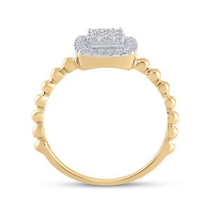 Captivating Cluster of Brilliance: 10kt Yellow Gold Diamond Square Ring - Splendid Jewellery