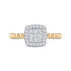 Captivating Cluster of Brilliance: 10kt Yellow Gold Diamond Square Ring - Front View