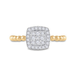 Captivating Cluster of Brilliance: 10kt Yellow Gold Diamond Square Ring - Splendid Jewellery