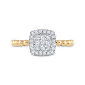 Captivating Cluster of Brilliance: 10kt Yellow Gold Diamond Square Ring - Splendid Jewellery