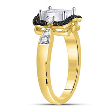 Load image into Gallery viewer, Captivating Cluster of Brilliance: 10kt Yellow Gold Womens Round Black Diamond Cluster Ring - Splendid Jewellery
