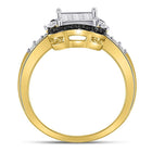Captivating Cluster of Brilliance: 10kt Yellow Gold Womens Round Black Diamond Cluster Ring - Splendid Jewellery