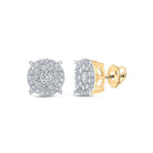 Captivating Cluster of Brilliance: 10kt Yellow Gold Womens Round Diamond Cluster Earrings 1 Cttw - Splendid Jewellery
