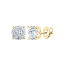 Load image into Gallery viewer, Captivating Cluster of Brilliance: 10kt Yellow Gold Womens Round Diamond Cluster Earrings - Splendid Jewellery