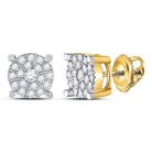 Captivating Cluster of Brilliance: 10kt Yellow Gold Womens Round Diamond Halo Earrings 1/3 Cttw - Splendid Jewellery