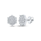 Captivating Cluster of Diamonds: 10kt White Gold Hexagon Earrings - Splendid Jewellery