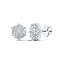 Load image into Gallery viewer, Captivating Cluster of Diamonds: 10kt White Gold Hexagon Earrings - Splendid Jewellery
