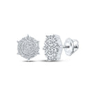 Captivating Cluster of Diamonds: 10kt White Gold Hexagon Earrings - Splendid Jewellery