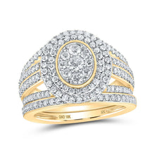 Load image into Gallery viewer, Captivating Cluster of Diamonds Bridal Wedding Ring Set in 10kt Yellow Gold - Splendid Jewellery