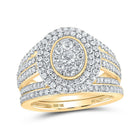 Captivating Cluster of Diamonds Bridal Wedding Ring Set in 10kt Yellow Gold - Splendid Jewellery