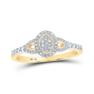Captivating Cluster of Diamonds Ring | 10kt Yellow Gold Womens Oval Diamond Ring 1/10 Cttw - Splendid Jewellery