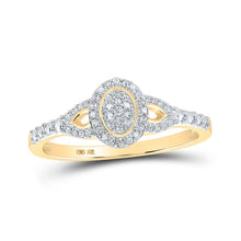 Load image into Gallery viewer, Captivating Cluster of Diamonds Ring | 10kt Yellow Gold Womens Oval Diamond Ring 1/10 Cttw - Splendid Jewellery