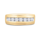 Captivating Cluster of Love: 14kt Yellow Gold Men's Diamond Wedding Band Ring - Front View