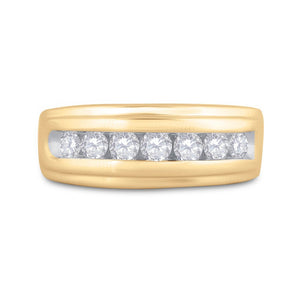 Captivating Cluster of Love: 14kt Yellow Gold Men's Diamond Wedding Band Ring - Splendid Jewellery