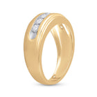 Captivating Cluster of Love: 14kt Yellow Gold Men's Diamond Wedding Band Ring - Splendid Jewellery