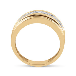 Captivating Cluster of Love: 14kt Yellow Gold Men's Diamond Wedding Band Ring - Splendid Jewellery