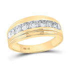 Captivating Cluster of Love: 14kt Yellow Gold Men's Diamond Wedding Band Ring - Top View