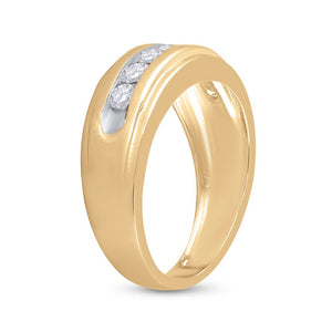 Captivating Cluster of Love: 14kt Yellow Gold Men's Diamond Wedding Band Ring - Splendid Jewellery