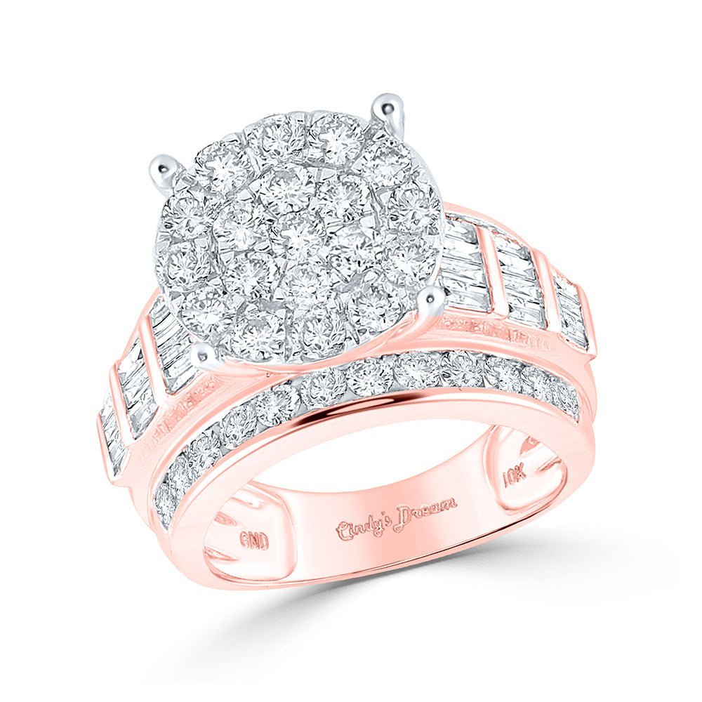 Captivating Cluster of Love 3 Carat Diamond Bridal Ring in 10kt Rose Gold - Splendid Jewellery