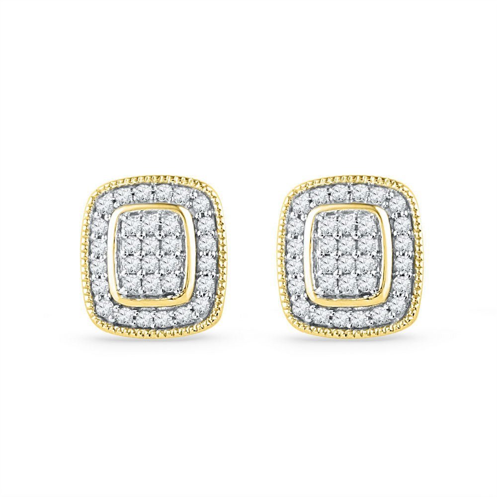 Captivating Clustered Brilliance Gold Stud Earrings - Splendid Jewellery