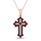Captivating Crimson Diamond Cross Pendant - Splendid Jewellery