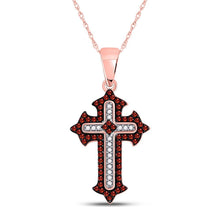Load image into Gallery viewer, Captivating Crimson Diamond Cross Pendant - Splendid Jewellery
