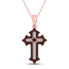 Captivating Crimson Diamond Cross Pendant - Splendid Jewellery