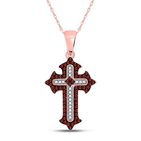 Captivating Crimson Diamond Cross Pendant - Splendid Jewellery