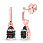 Captivating Crimson Sparkle Rose Gold Square Dangle Earrings - Splendid Jewellery