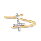 Captivating Cross of Elegance: 10kt Yellow Gold Women's Diamond Fashion Ring - Splendid Jewellery