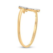 Load image into Gallery viewer, Captivating Cross of Elegance: 10kt Yellow Gold Women's Diamond Fashion Ring - Splendid Jewellery
