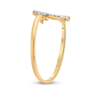 Captivating Cross of Elegance: 10kt Yellow Gold Women's Diamond Fashion Ring - Splendid Jewellery