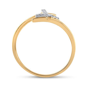 Captivating Cross of Elegance: 10kt Yellow Gold Women's Diamond Fashion Ring - Splendid Jewellery