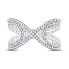 Captivating Crossover Brilliance | 10kt White Gold Womens Round Diamond Crossover Fashion Ring 1/3 Cttw Front view from the 10Kt White Gold Womens Round Diamond Crossover Fashion Ring 1 3 Cttwpin285786 collection by Splendid Jewellery