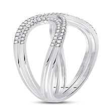 Load image into Gallery viewer, Captivating Crossover Brilliance | 10kt White Gold Womens Round Diamond Crossover Fashion Ring 1/3 Cttw - Splendid Jewellery