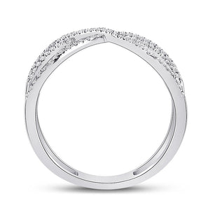 Captivating Crossover Brilliance | 10kt White Gold Womens Round Diamond Crossover Fashion Ring 1/3 Cttw - Splendid Jewellery