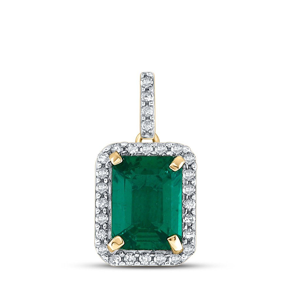 Captivating Cushion - Cut Lab - Created Emerald Solitaire Pendant - Splendid Jewellery
