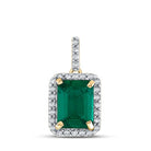 Captivating Cushion - Cut Lab - Created Emerald Solitaire Pendant - Splendid Jewellery