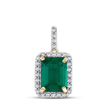 Load image into Gallery viewer, Captivating Cushion - Cut Lab - Created Emerald Solitaire Pendant - Splendid Jewellery